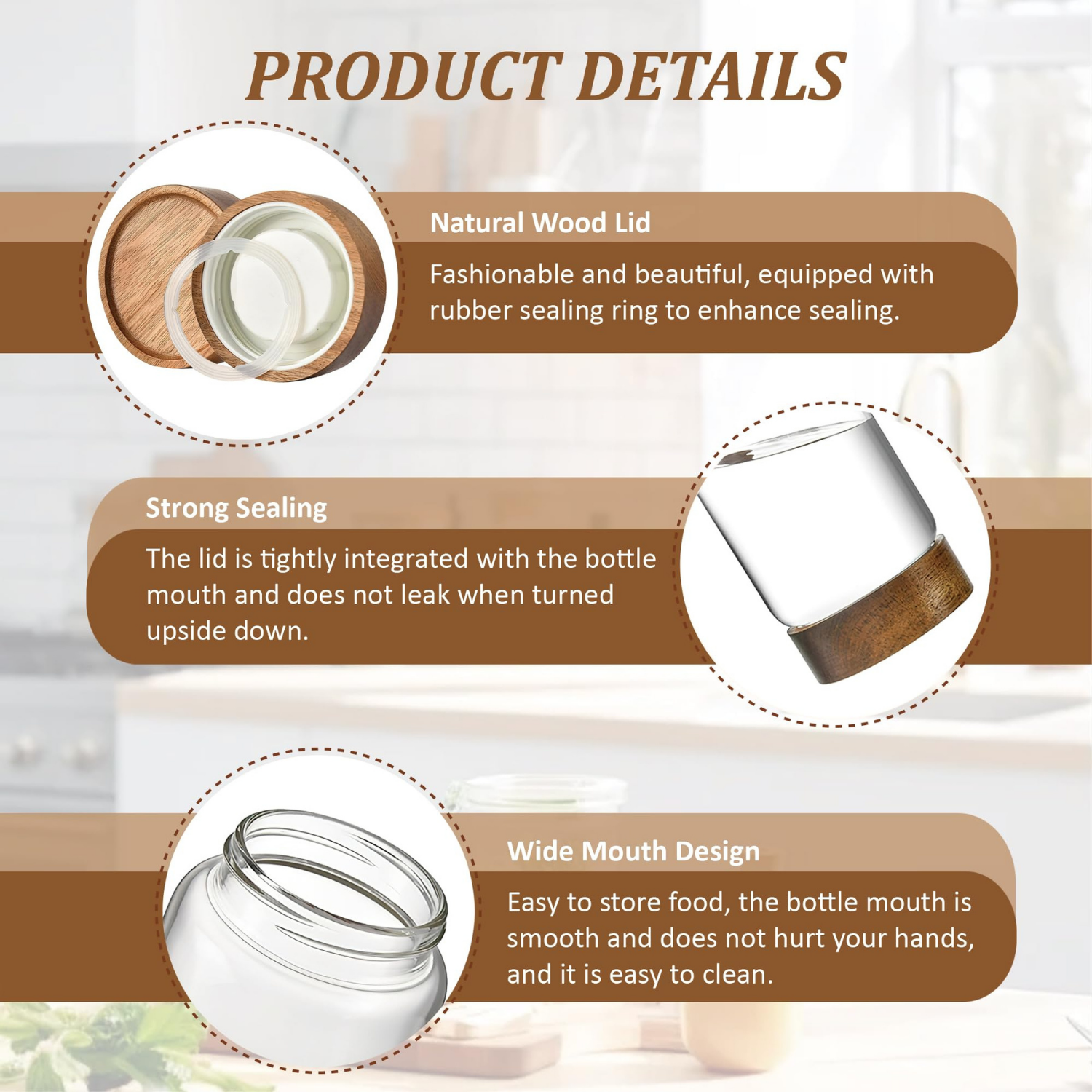 135ml Acacia Lid Glass Jar – Spice Pantry Storage