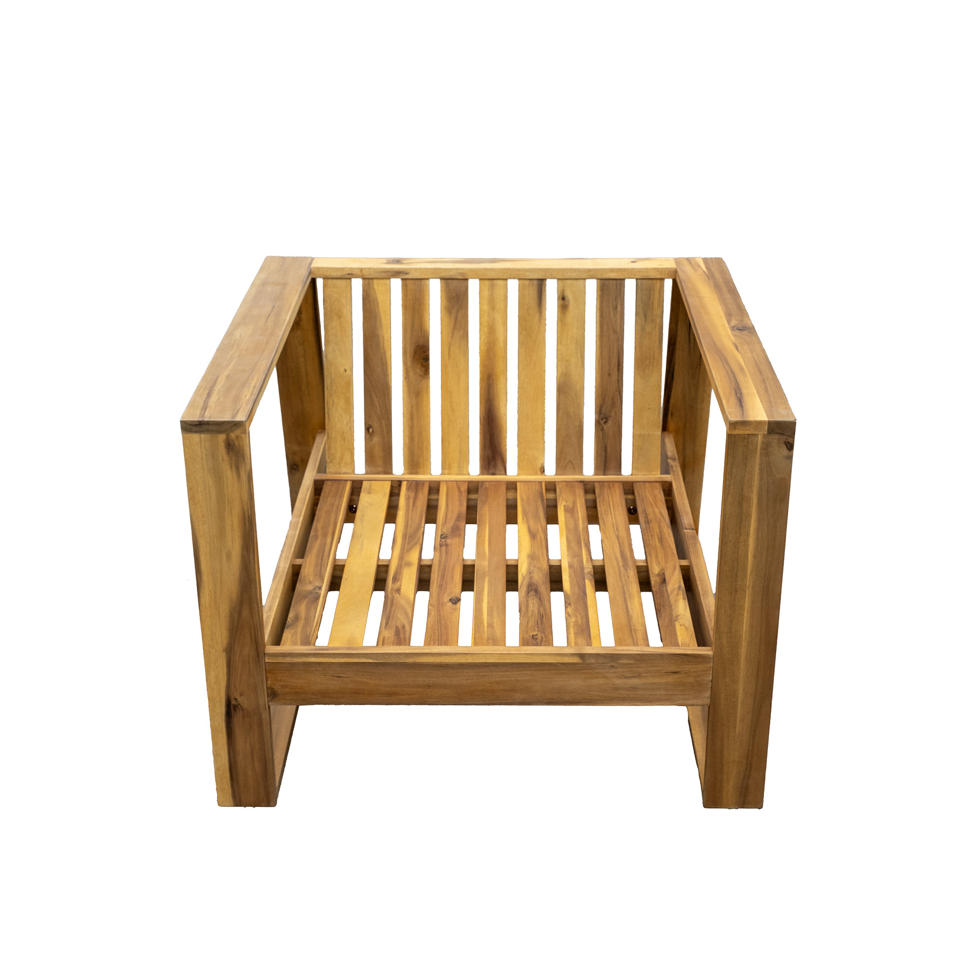 Acacia Wood Outdoor Lounge Set - Chair & Ottoman, Perfect for Patios,