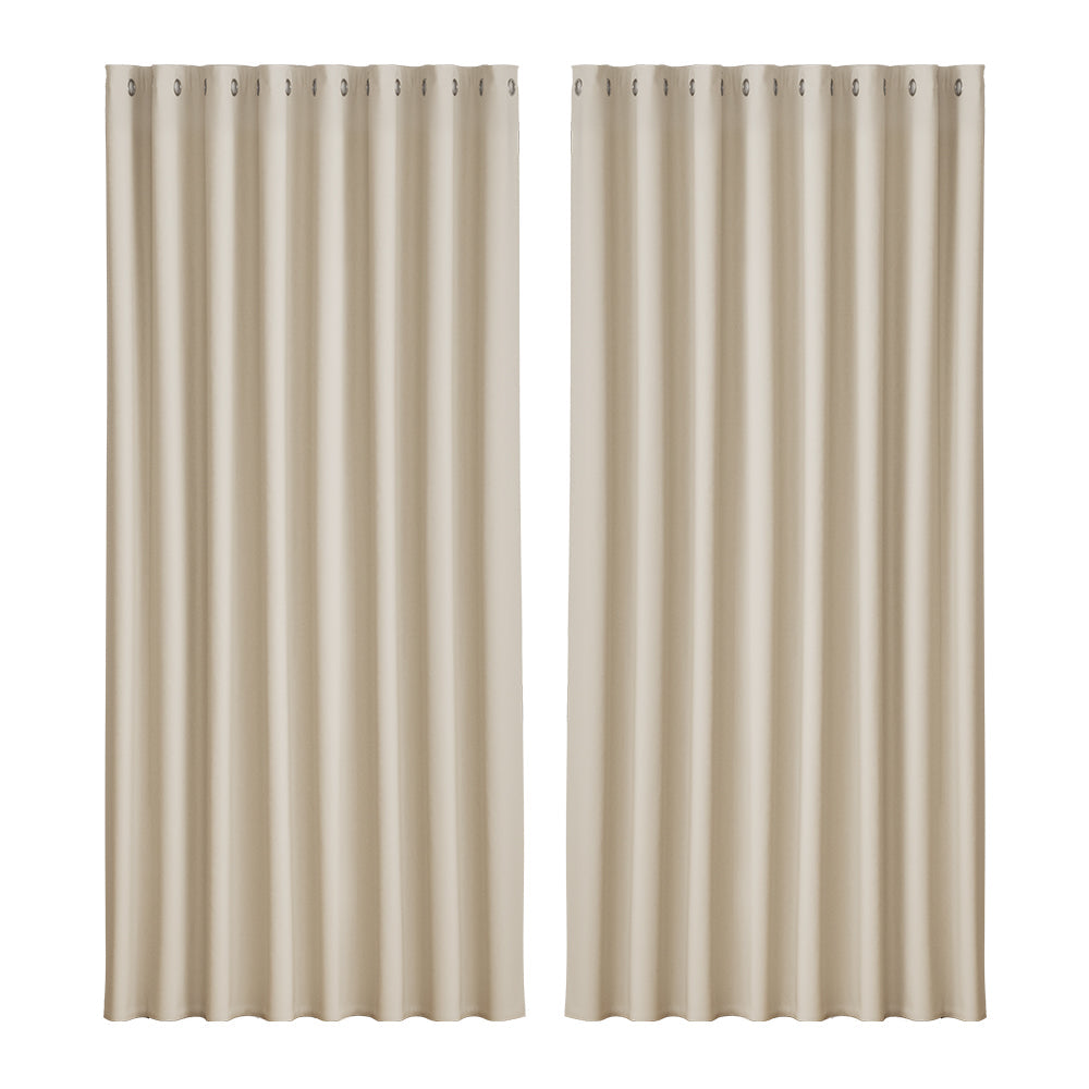 Artiss 2X Blockout Curtains Eyelet 300x230cm Beige
